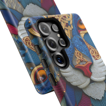 Chat Sacré : Masque Celtique en Cuir et Or