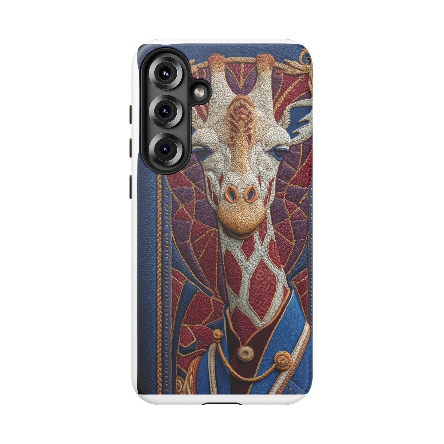 Girafe Aristocrate : Mosaïque de Cuir et Broderie