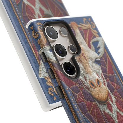 Girafe Aristocrate : Mosaïque de Cuir et Broderie