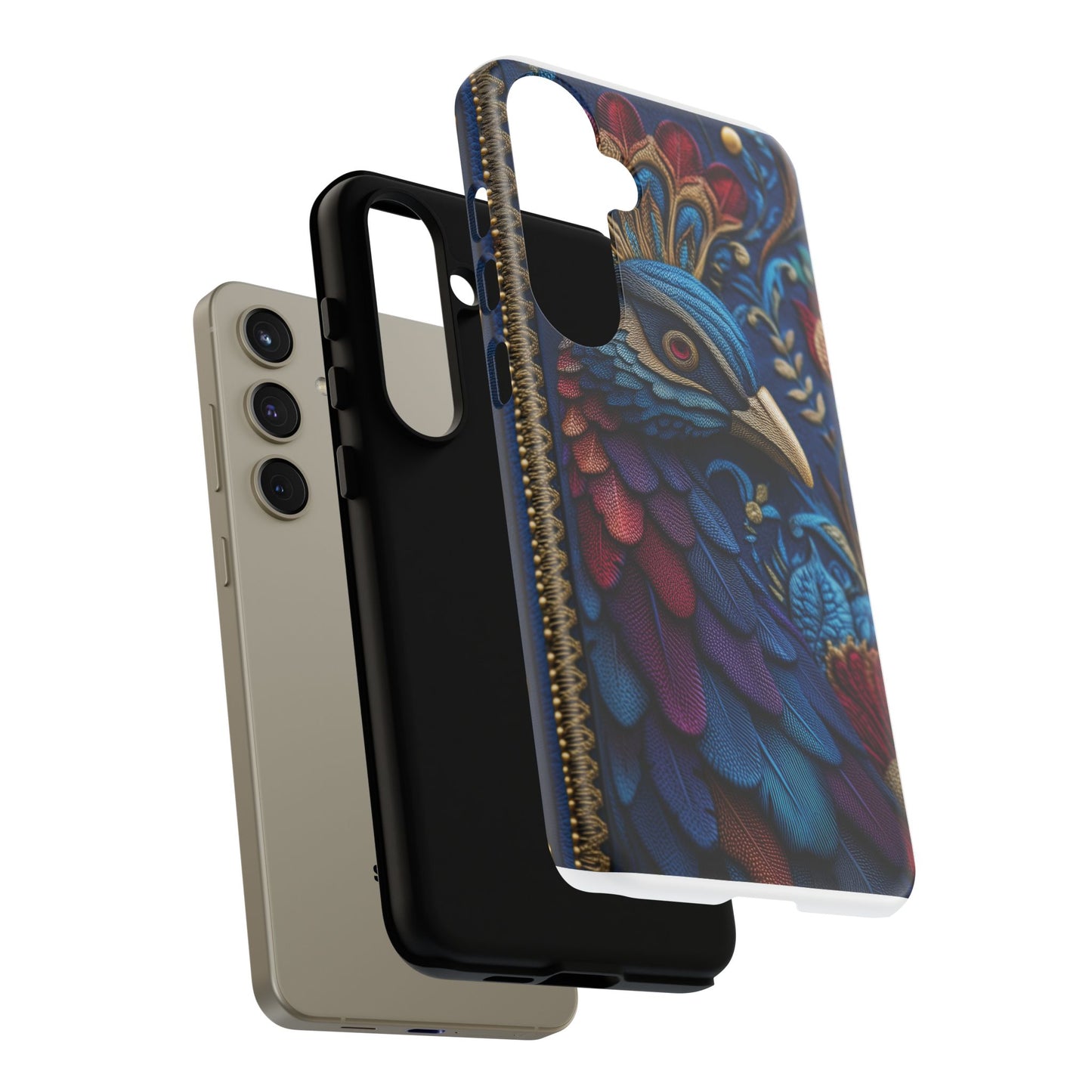 Paon Royal : Broderie de Luxe et Plumes Précieuses