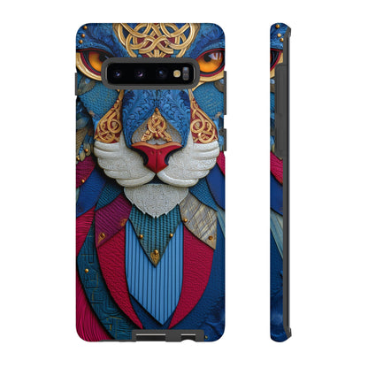 Chat Sacré : Masque Celtique en Cuir et Or