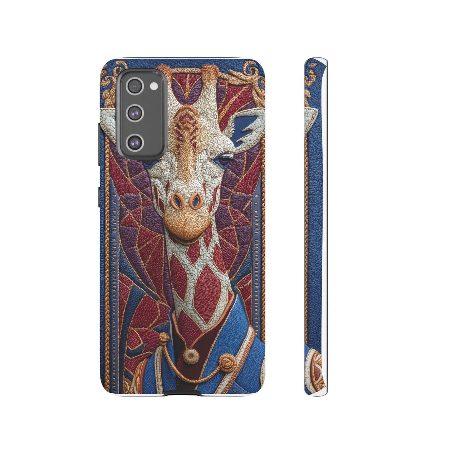 Girafe Aristocrate : Mosaïque de Cuir et Broderie