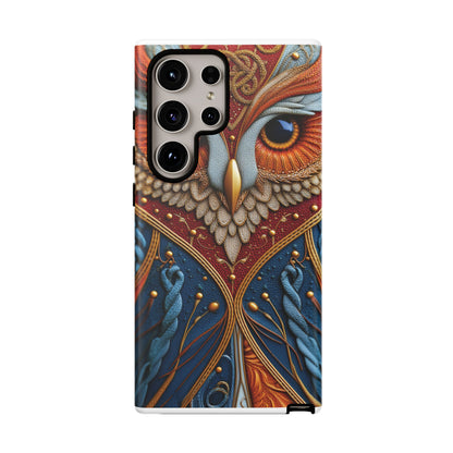 Hibou Royal : Art Textile Brodé et Cuir