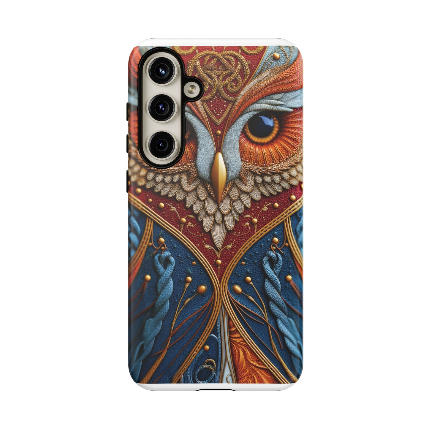 Hibou Royal : Art Textile Brodé et Cuir
