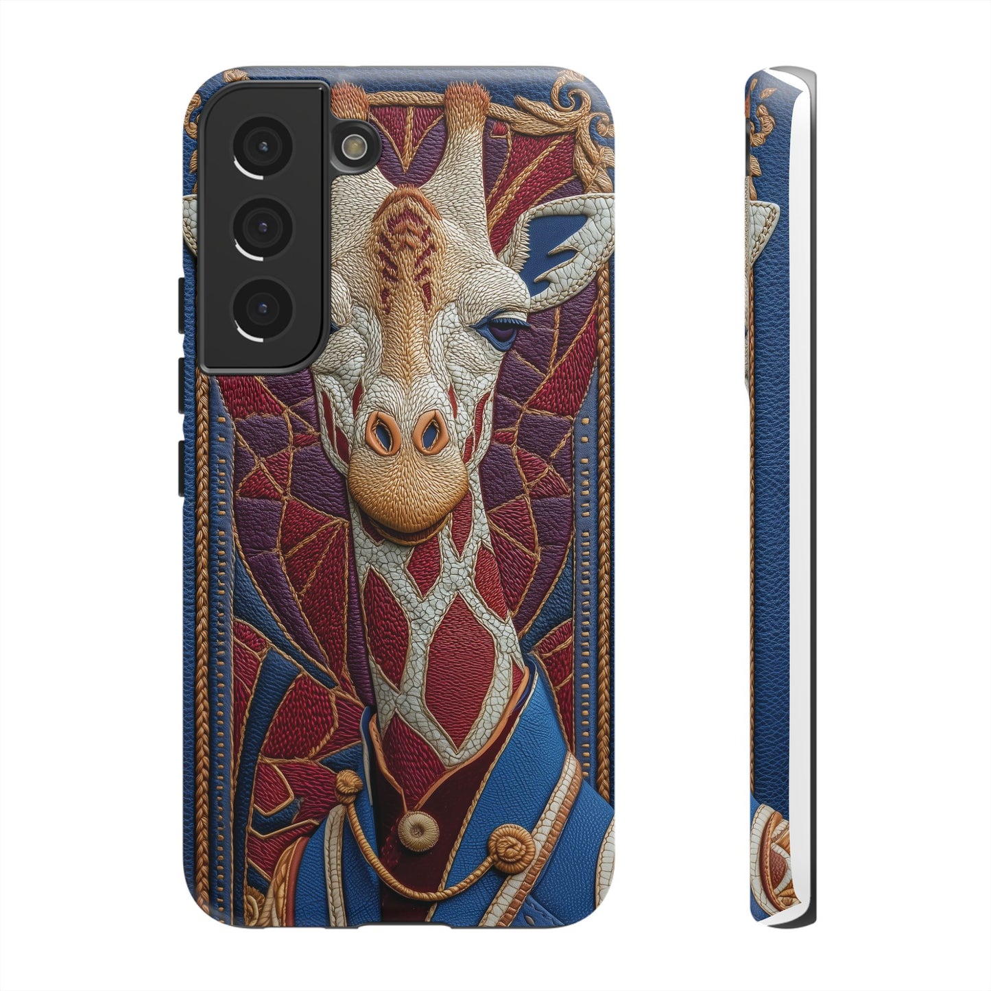 Girafe Aristocrate : Mosaïque de Cuir et Broderie