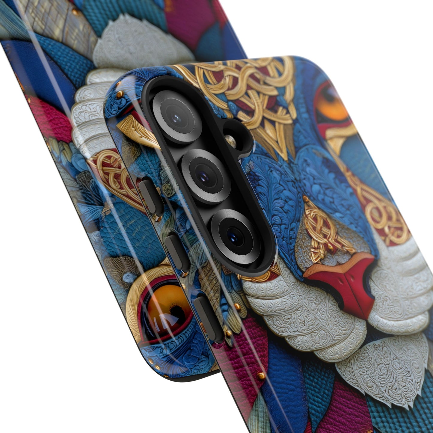 Chat Sacré : Masque Celtique en Cuir et Or