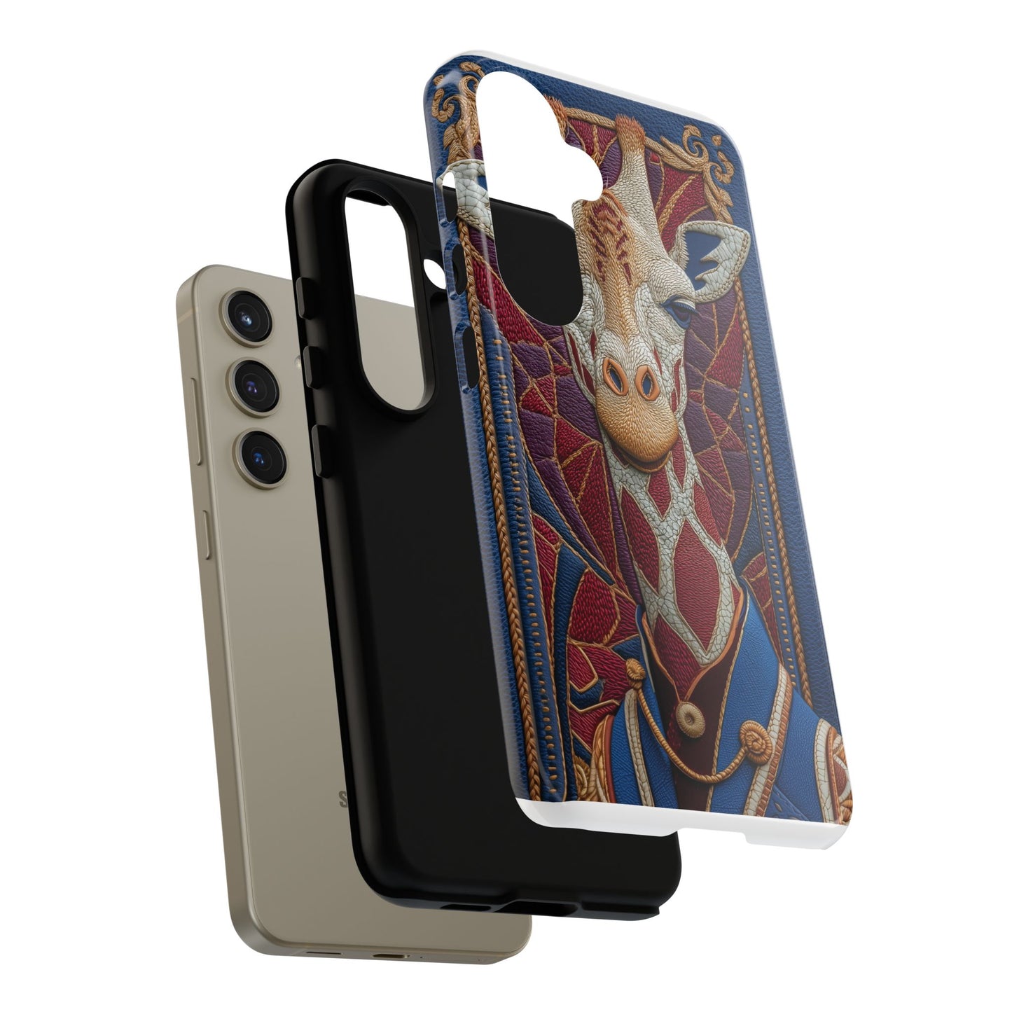 Girafe Aristocrate : Mosaïque de Cuir et Broderie