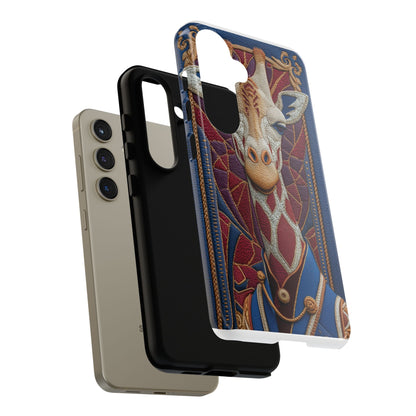 Girafe Aristocrate : Mosaïque de Cuir et Broderie