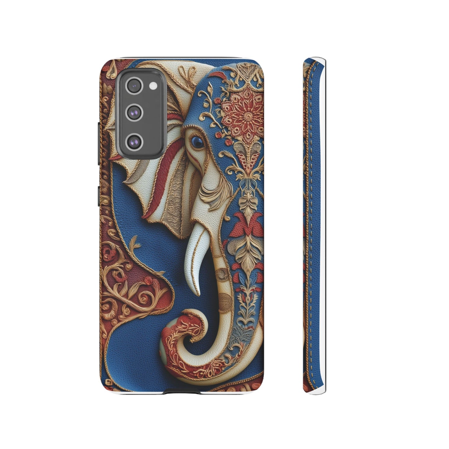 Éléphant Ornemental : Broderie Paisley et Cuir