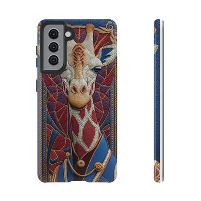 Girafe Aristocrate : Mosaïque de Cuir et Broderie