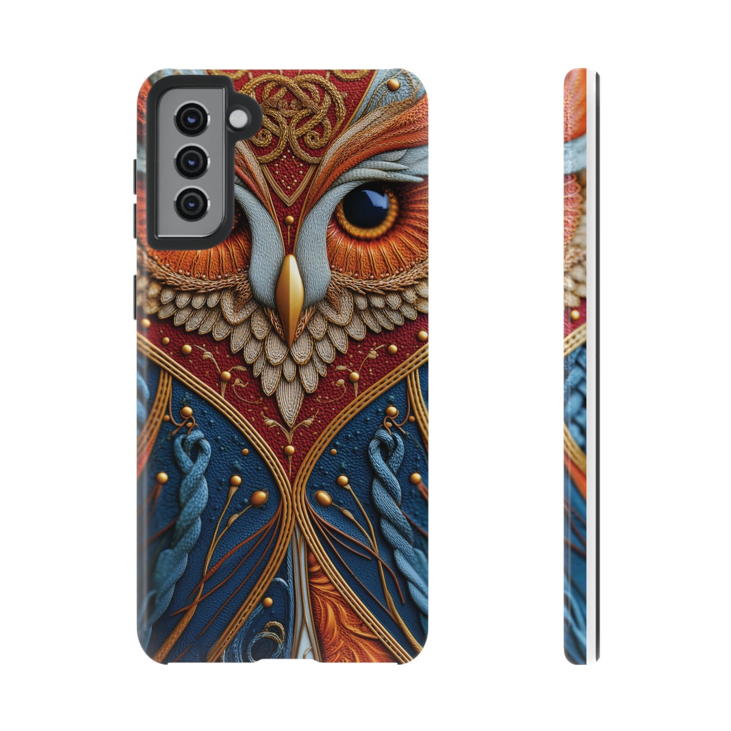 Hibou Royal : Art Textile Brodé et Cuir