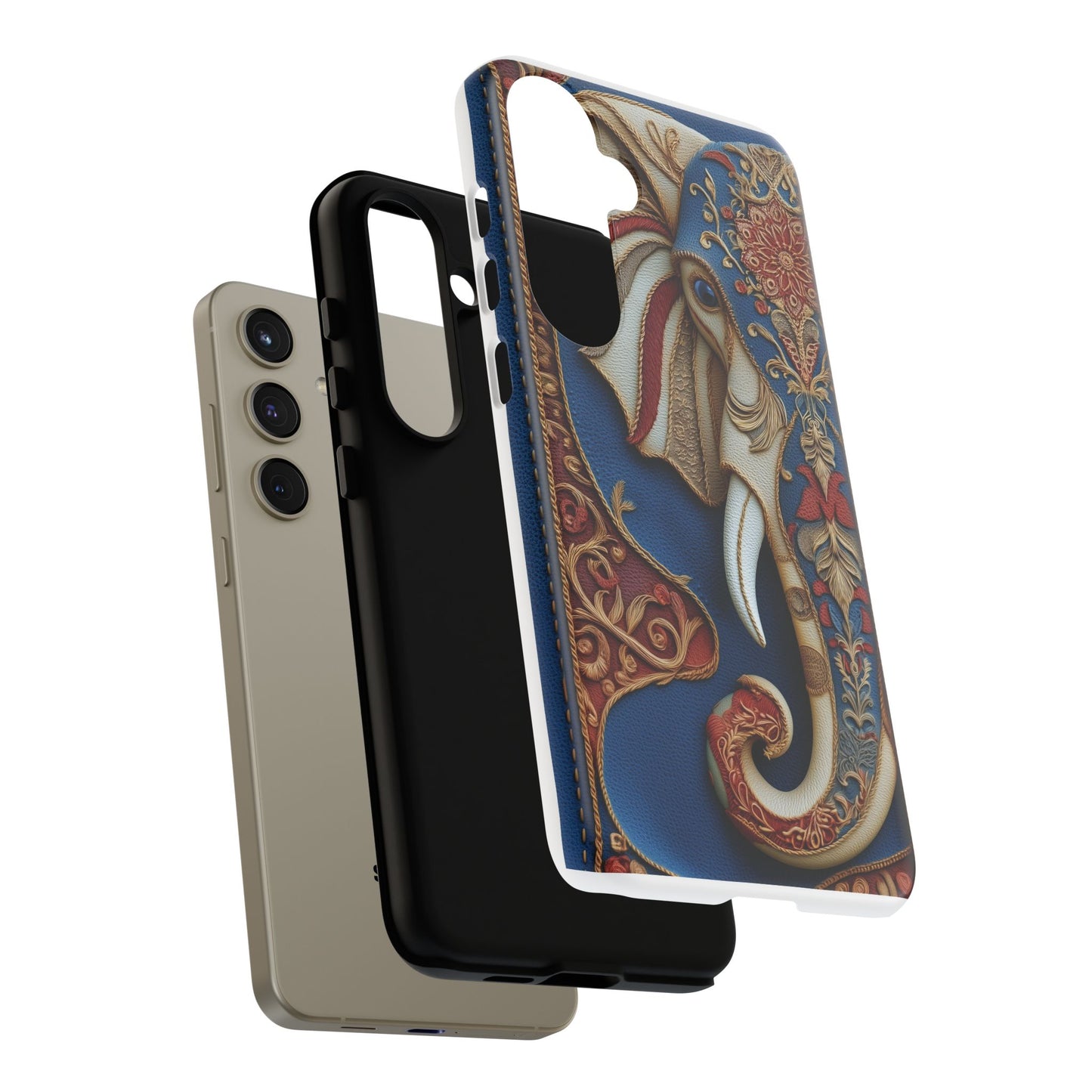 Éléphant Ornemental : Broderie Paisley et Cuir