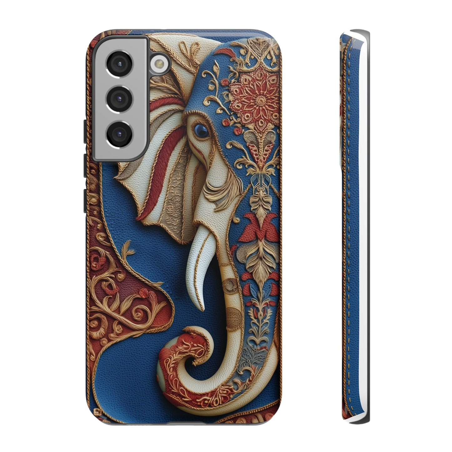 Éléphant Ornemental : Broderie Paisley et Cuir