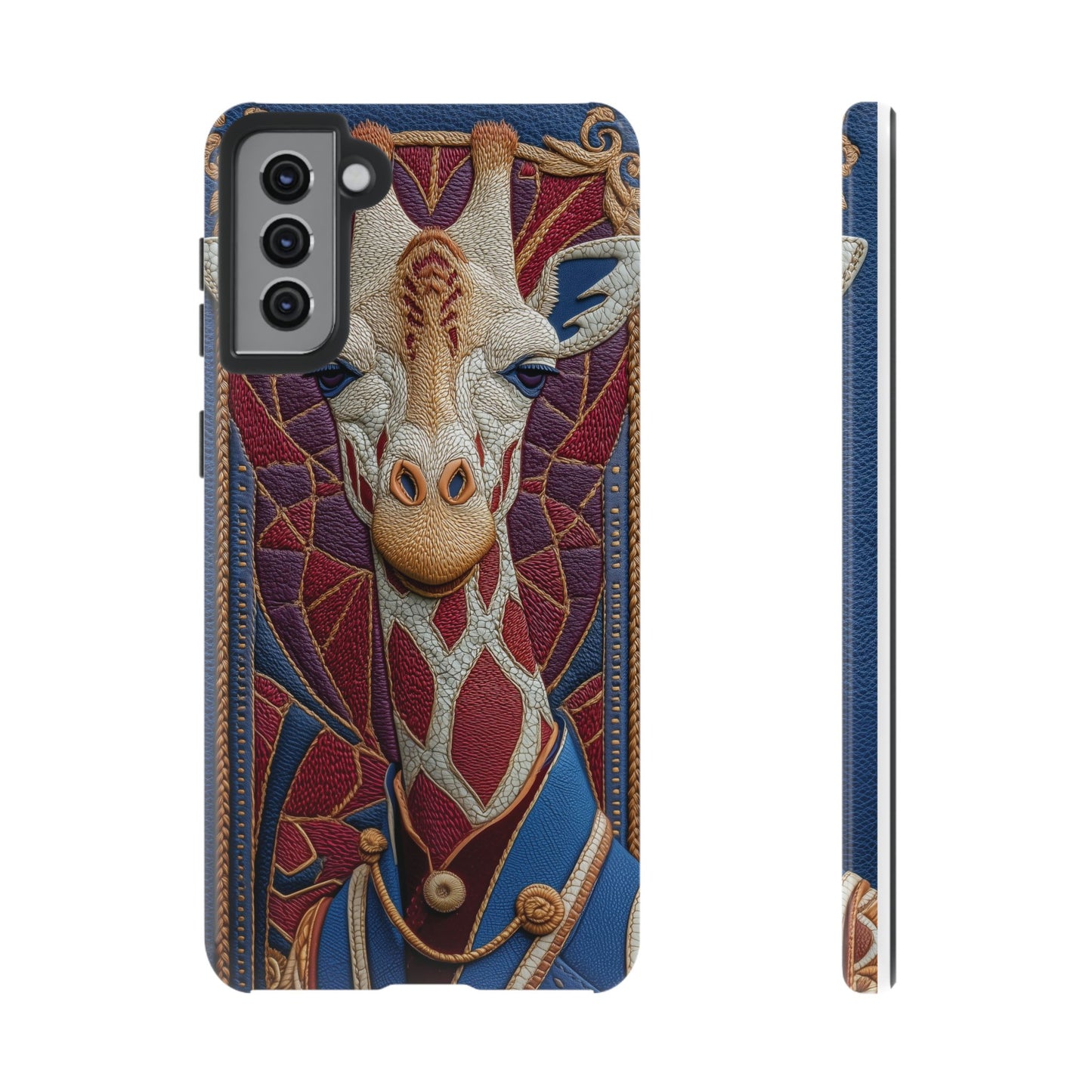 Girafe Aristocrate : Mosaïque de Cuir et Broderie