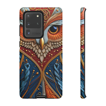 Hibou Royal : Art Textile Brodé et Cuir