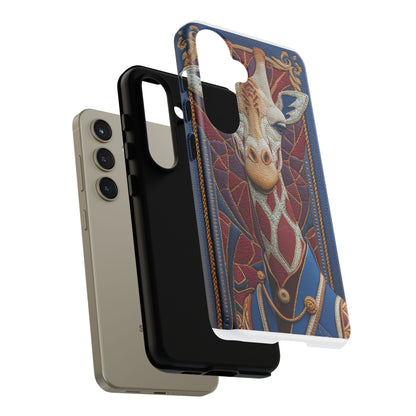 Girafe Aristocrate : Mosaïque de Cuir et Broderie