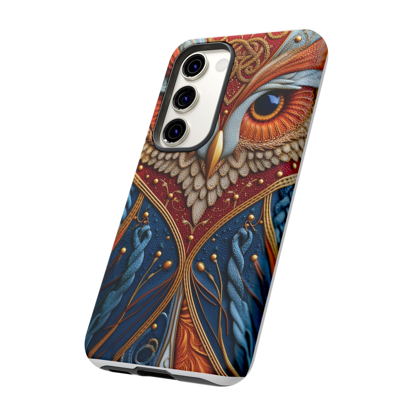 Hibou Royal : Art Textile Brodé et Cuir
