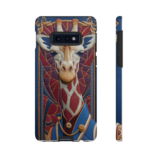 Girafe Aristocrate : Mosaïque de Cuir et Broderie