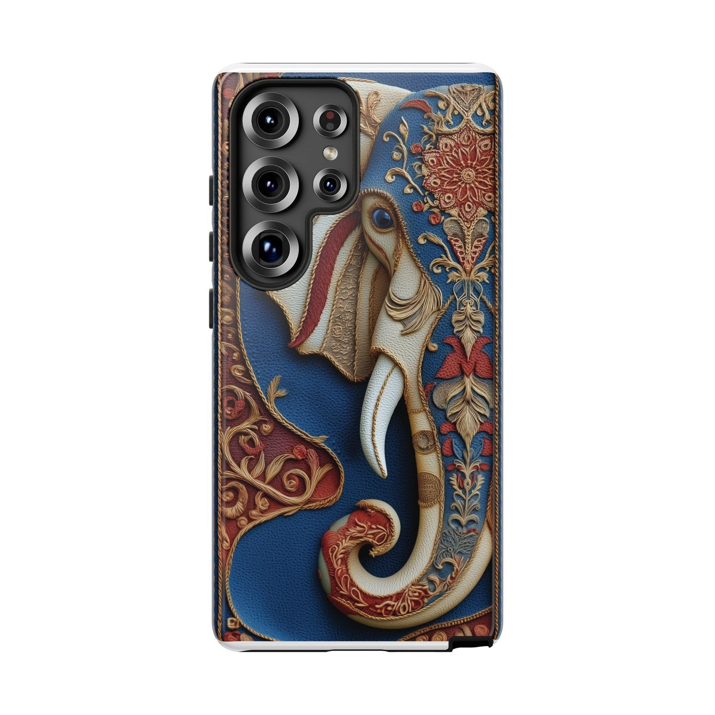 Éléphant Ornemental : Broderie Paisley et Cuir