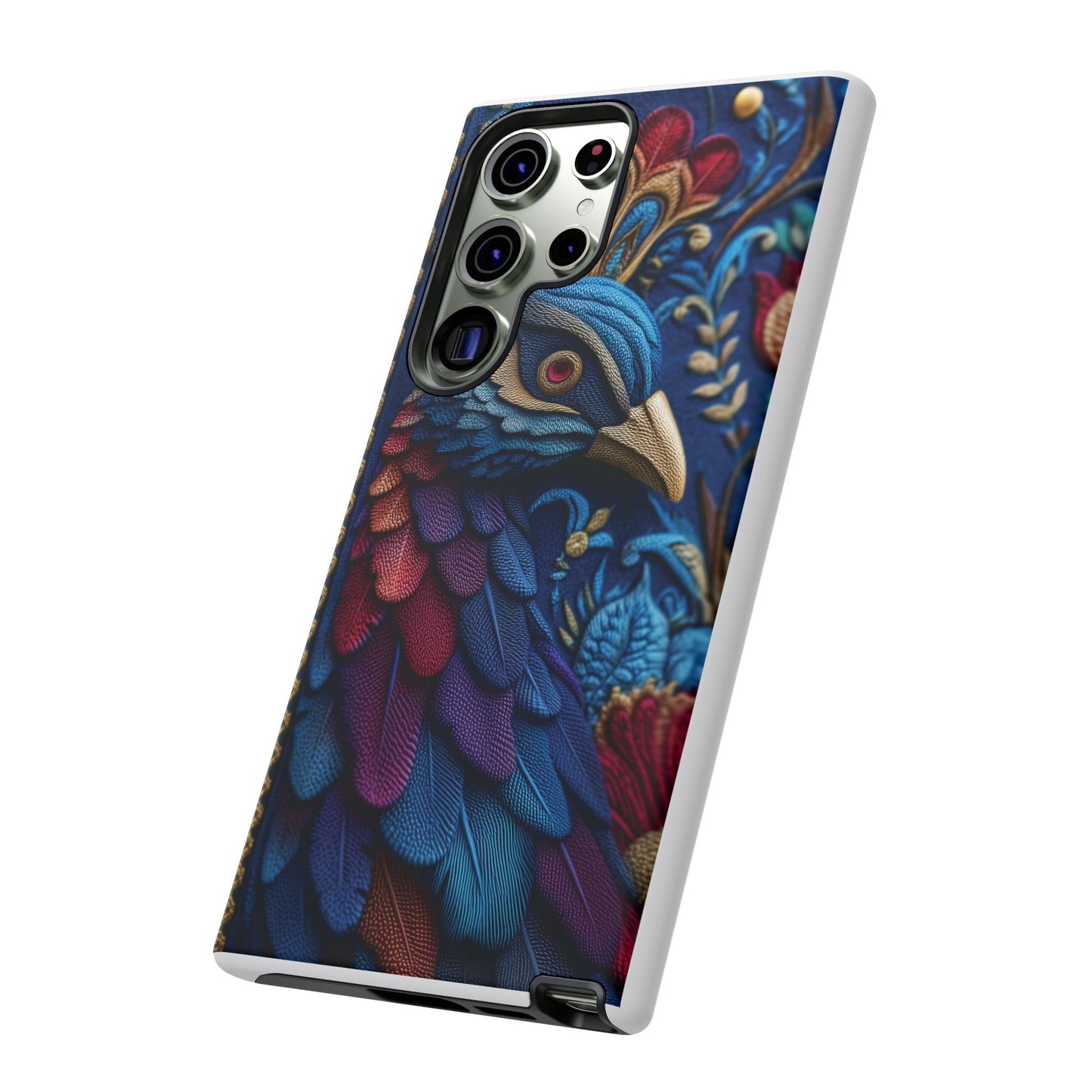 Paon Royal : Broderie de Luxe et Plumes Précieuses