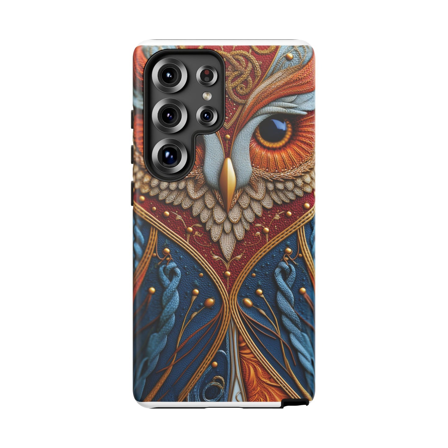 Hibou Royal : Art Textile Brodé et Cuir