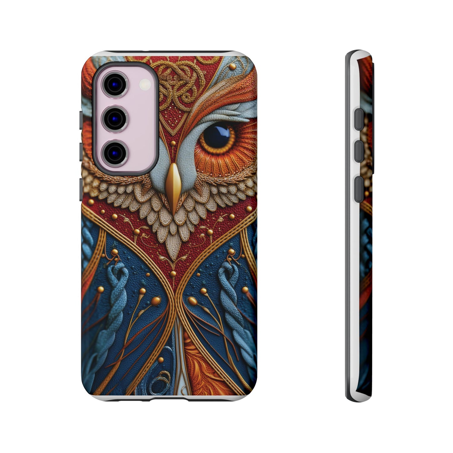 Hibou Royal : Art Textile Brodé et Cuir