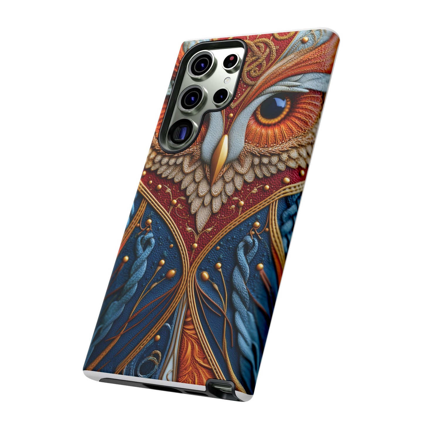 Hibou Royal : Art Textile Brodé et Cuir
