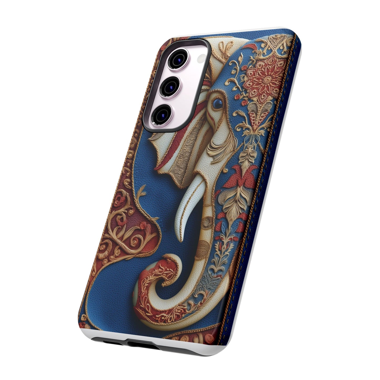 Éléphant Ornemental : Broderie Paisley et Cuir