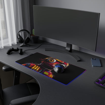 LED Tapis de Souris Gaming — Soldat Zombie Patchwork - Camouflage Graffiti et Yeux Glitchcore