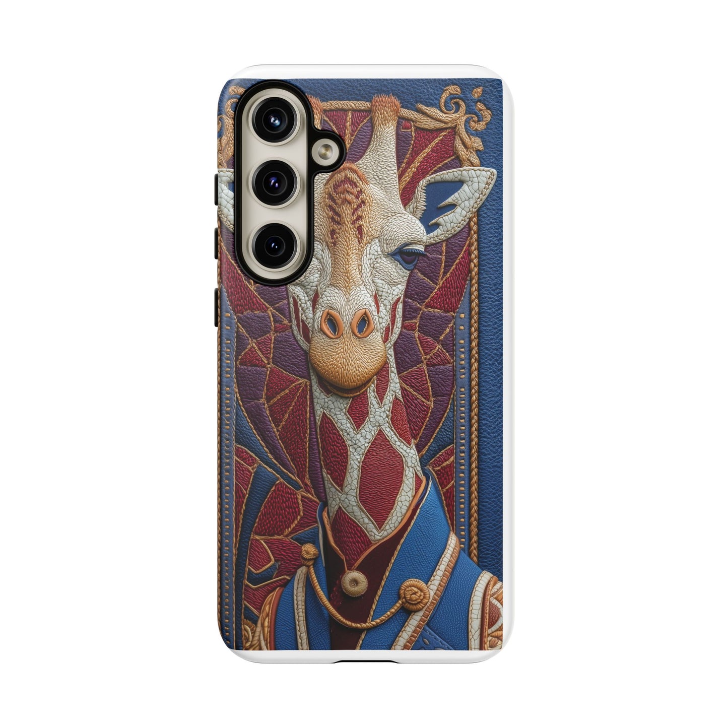 Girafe Aristocrate : Mosaïque de Cuir et Broderie