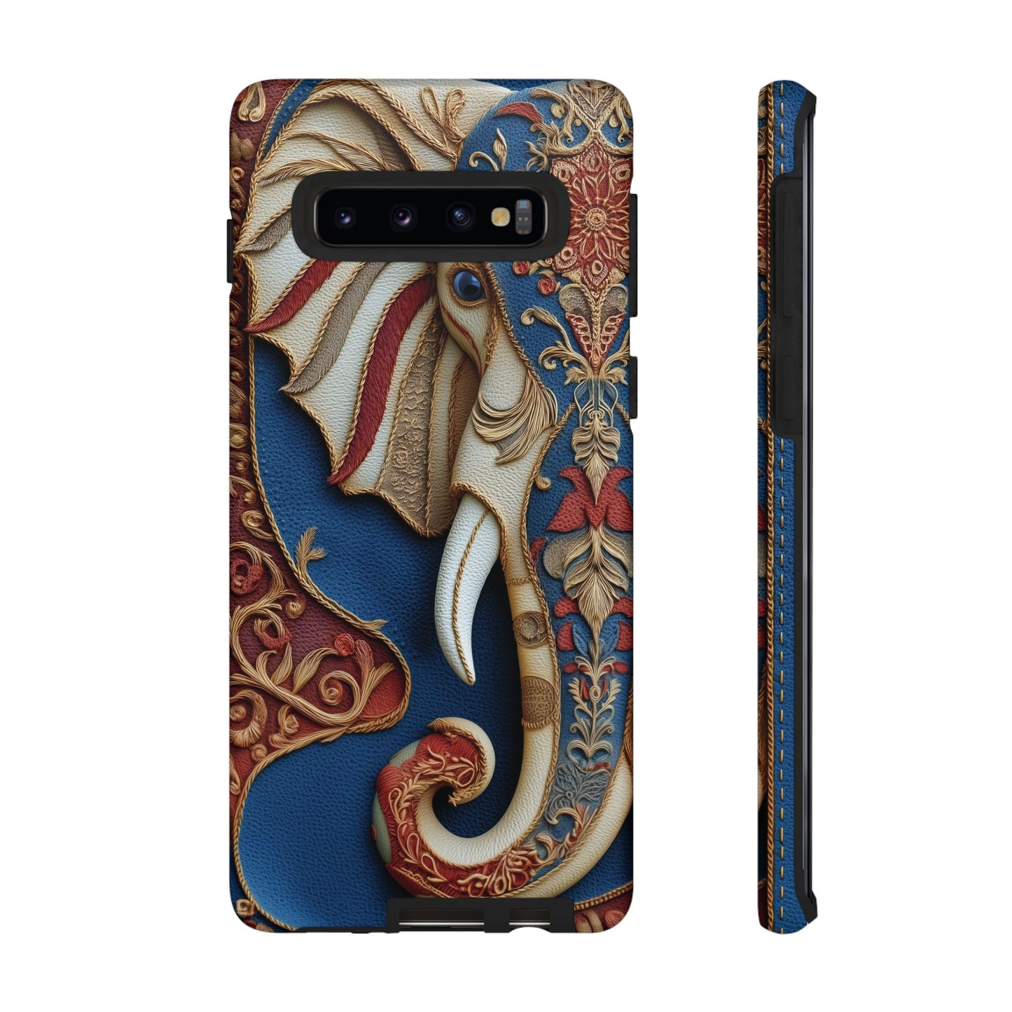 Éléphant Ornemental : Broderie Paisley et Cuir