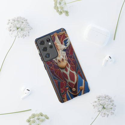 Girafe Aristocrate : Mosaïque de Cuir et Broderie