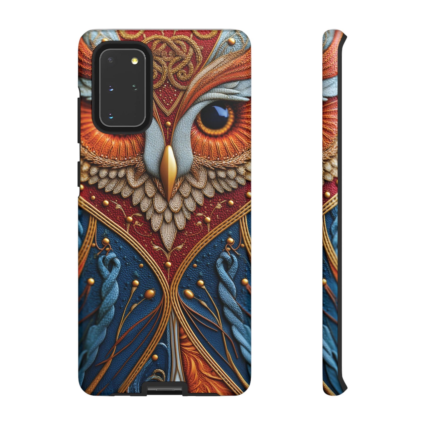 Hibou Royal : Art Textile Brodé et Cuir