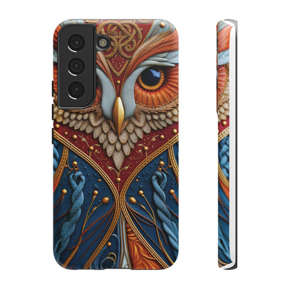 Hibou Royal : Art Textile Brodé et Cuir