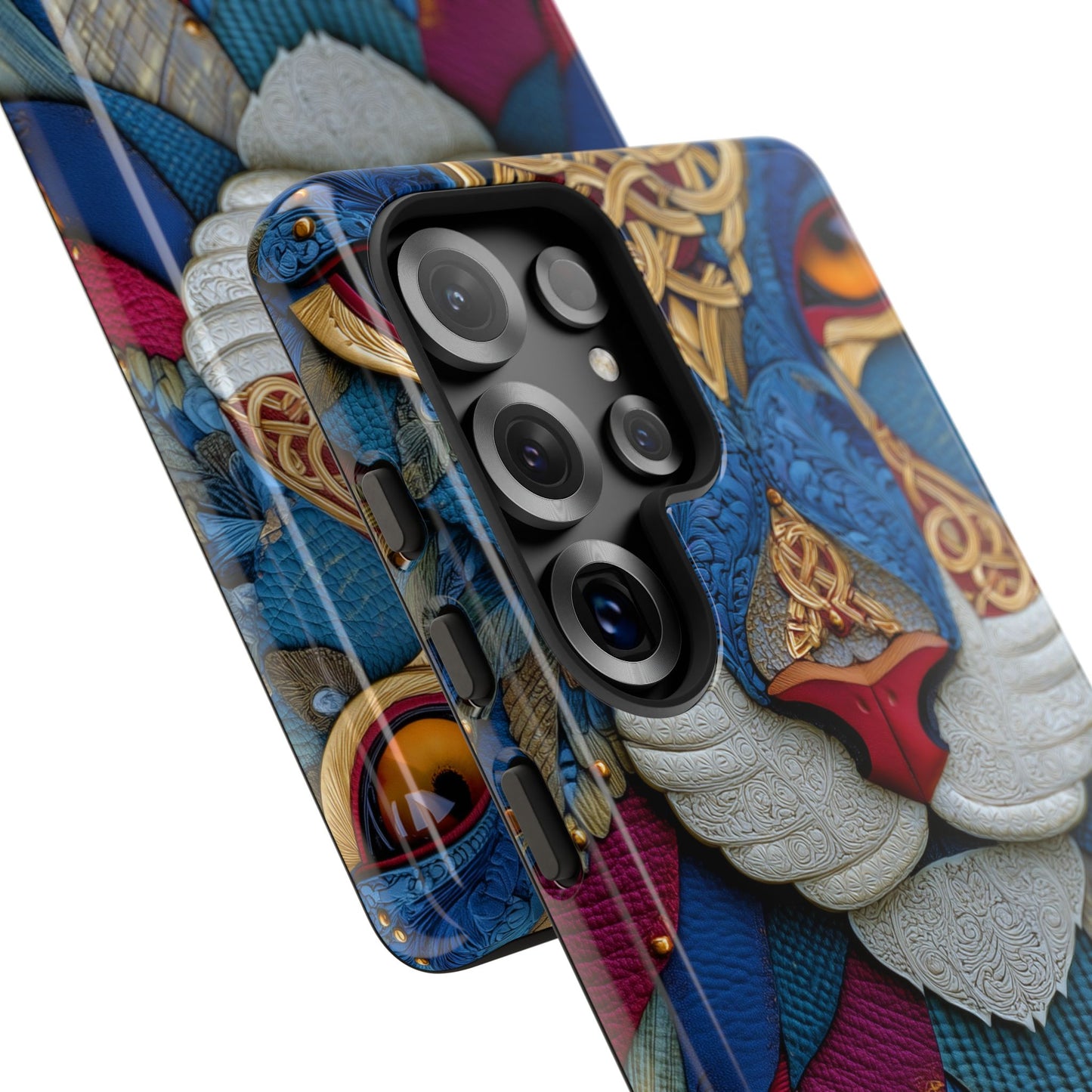 Chat Sacré : Masque Celtique en Cuir et Or