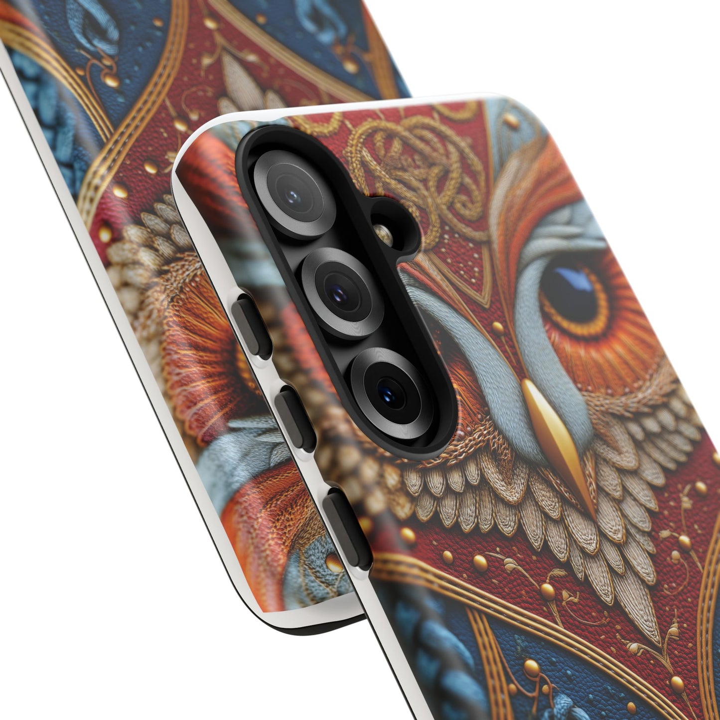 Hibou Royal : Art Textile Brodé et Cuir