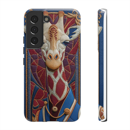 Girafe Aristocrate : Mosaïque de Cuir et Broderie