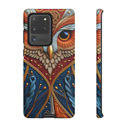 Hibou Royal : Art Textile Brodé et Cuir