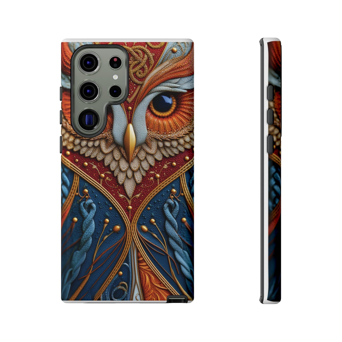Hibou Royal : Art Textile Brodé et Cuir