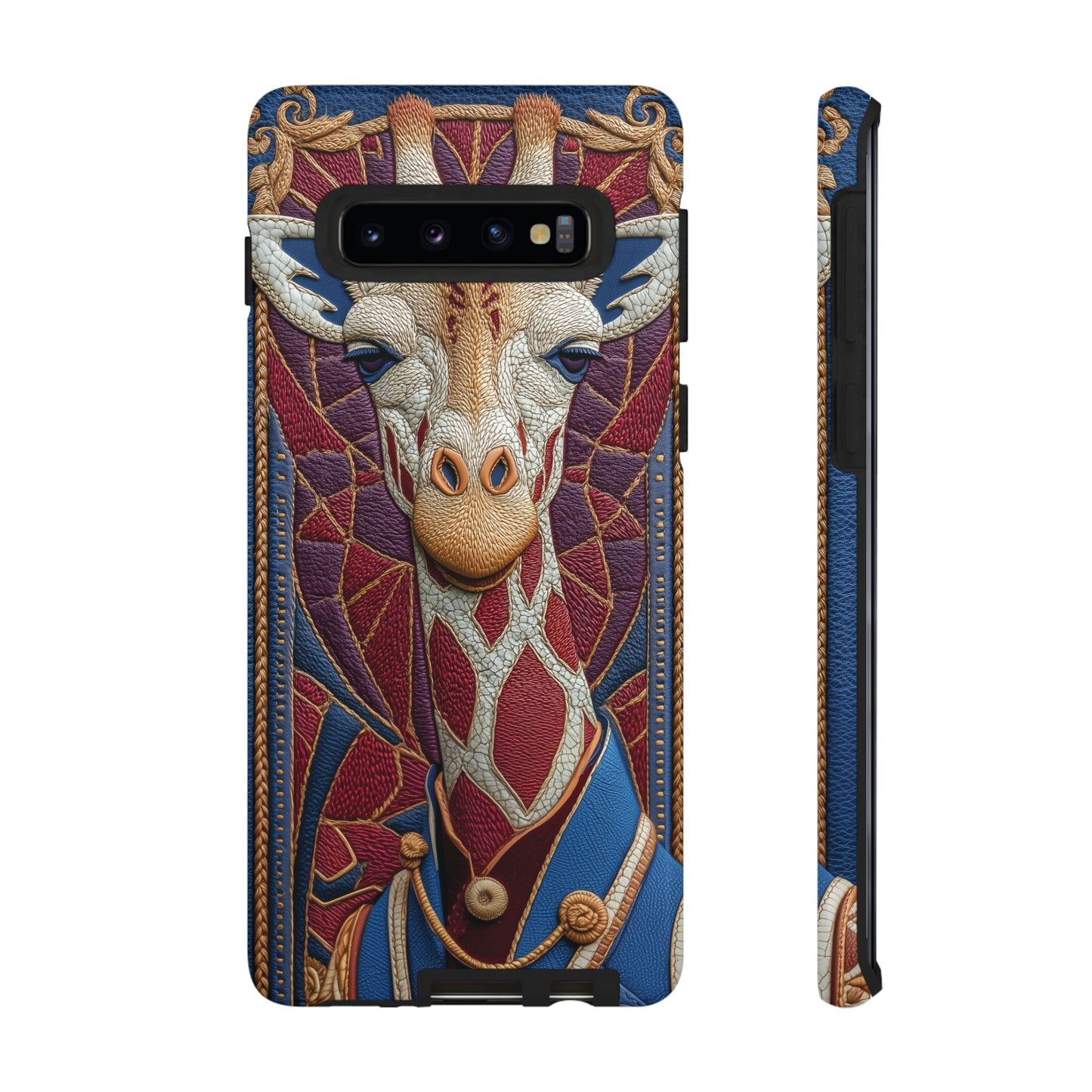 Girafe Aristocrate : Mosaïque de Cuir et Broderie