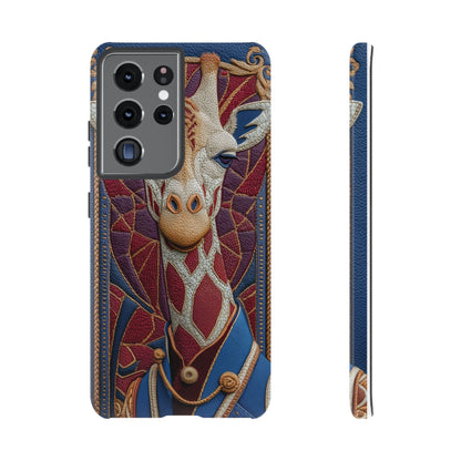 Girafe Aristocrate : Mosaïque de Cuir et Broderie