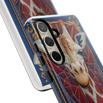 Girafe Aristocrate : Mosaïque de Cuir et Broderie