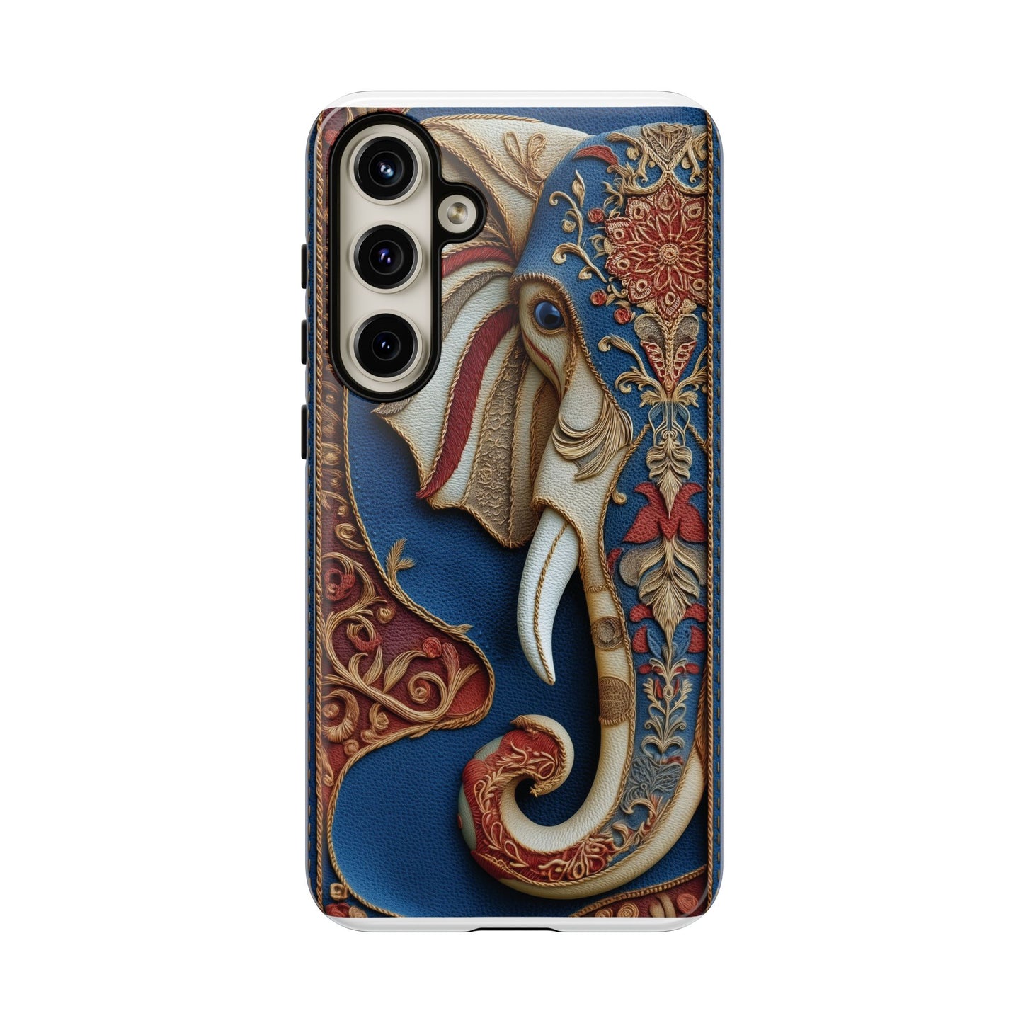 Éléphant Ornemental : Broderie Paisley et Cuir