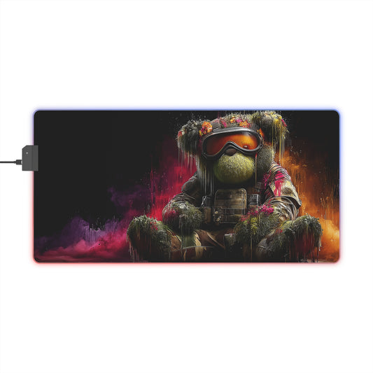 LED Tapis de Souris Gaming - Nounours Militaire Apocalyptique : Camouflage, Graffitis et Vibes Creepy Cute