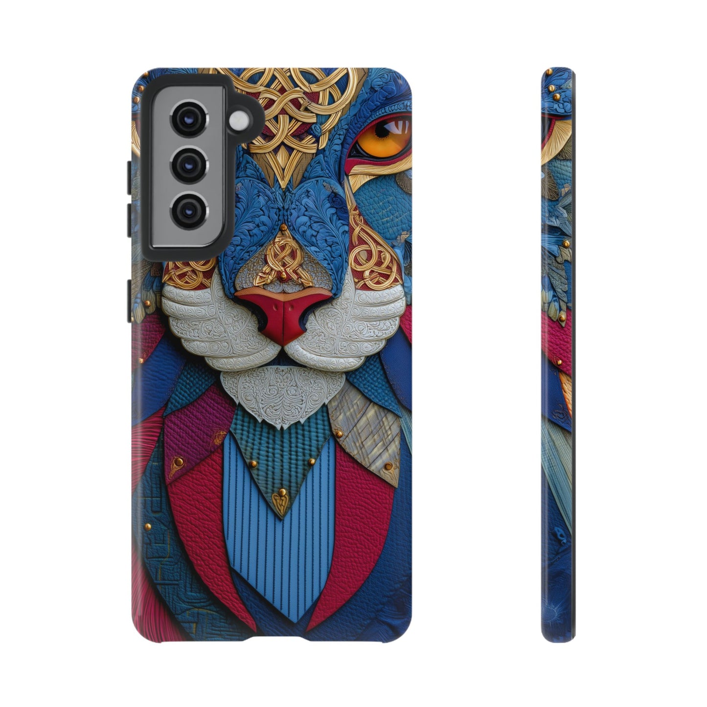 Chat Sacré : Masque Celtique en Cuir et Or