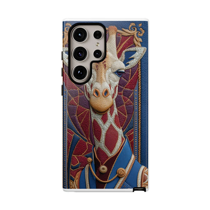 Girafe Aristocrate : Mosaïque de Cuir et Broderie