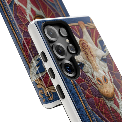 Girafe Aristocrate : Mosaïque de Cuir et Broderie