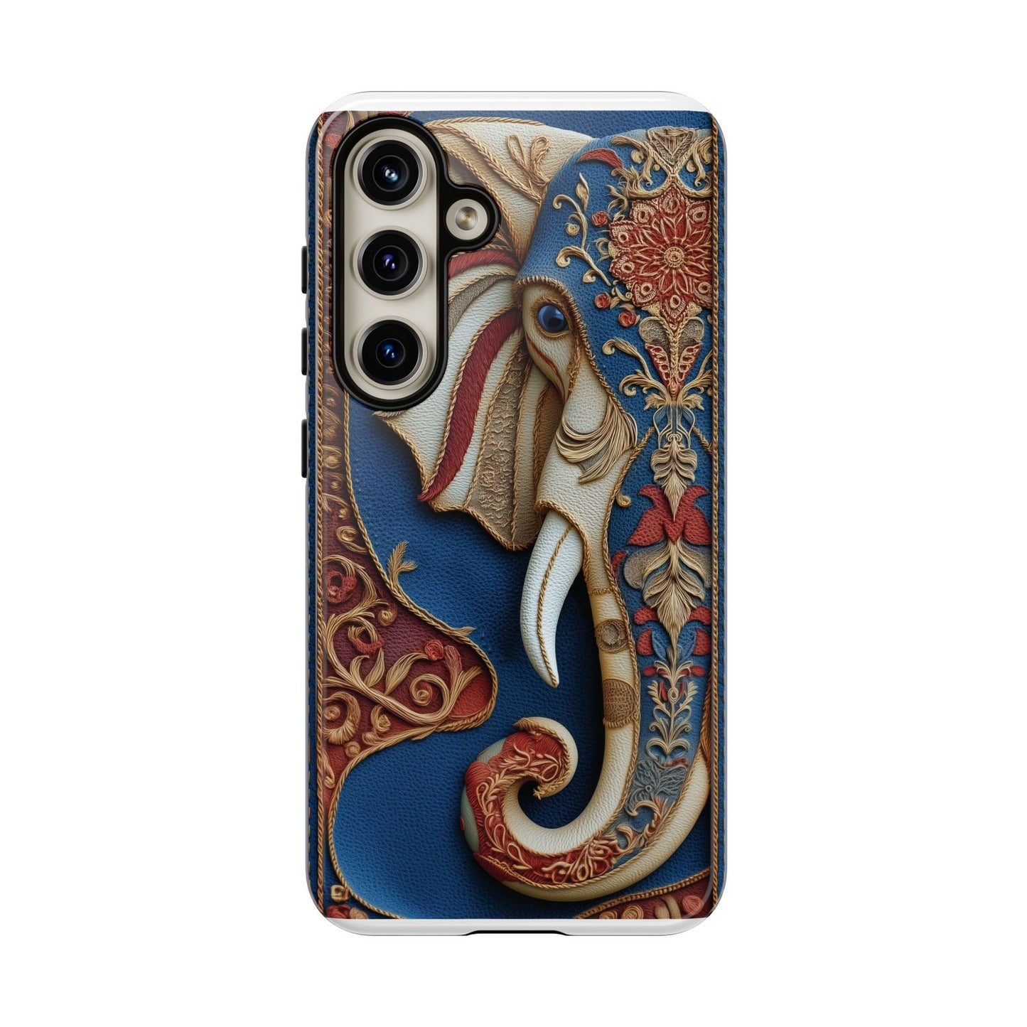 Éléphant Ornemental : Broderie Paisley et Cuir