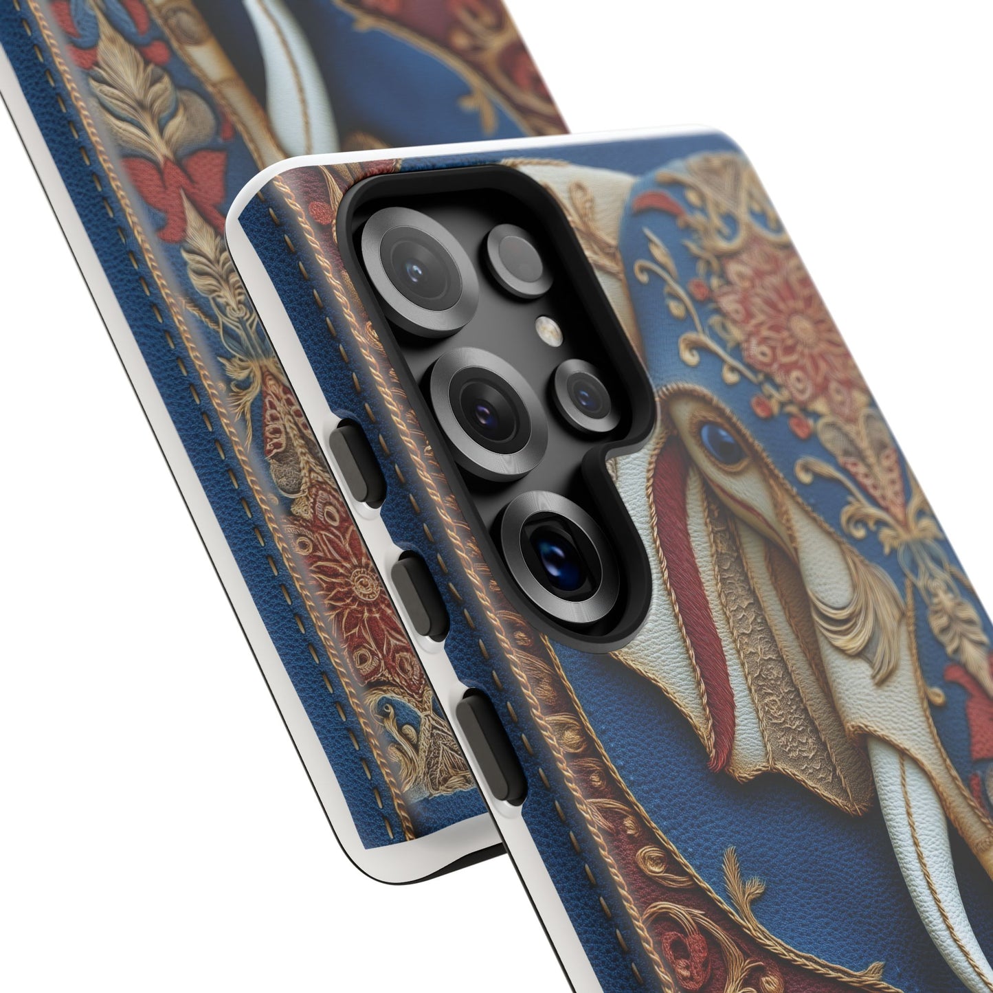 Éléphant Ornemental : Broderie Paisley et Cuir