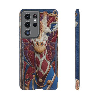 Girafe Aristocrate : Mosaïque de Cuir et Broderie